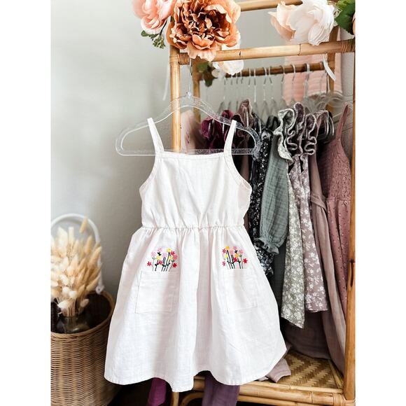 Pockets Full Of Posies Muslin Embroidered Floral Pockets Dress 3/4 - Picture 1 of 3